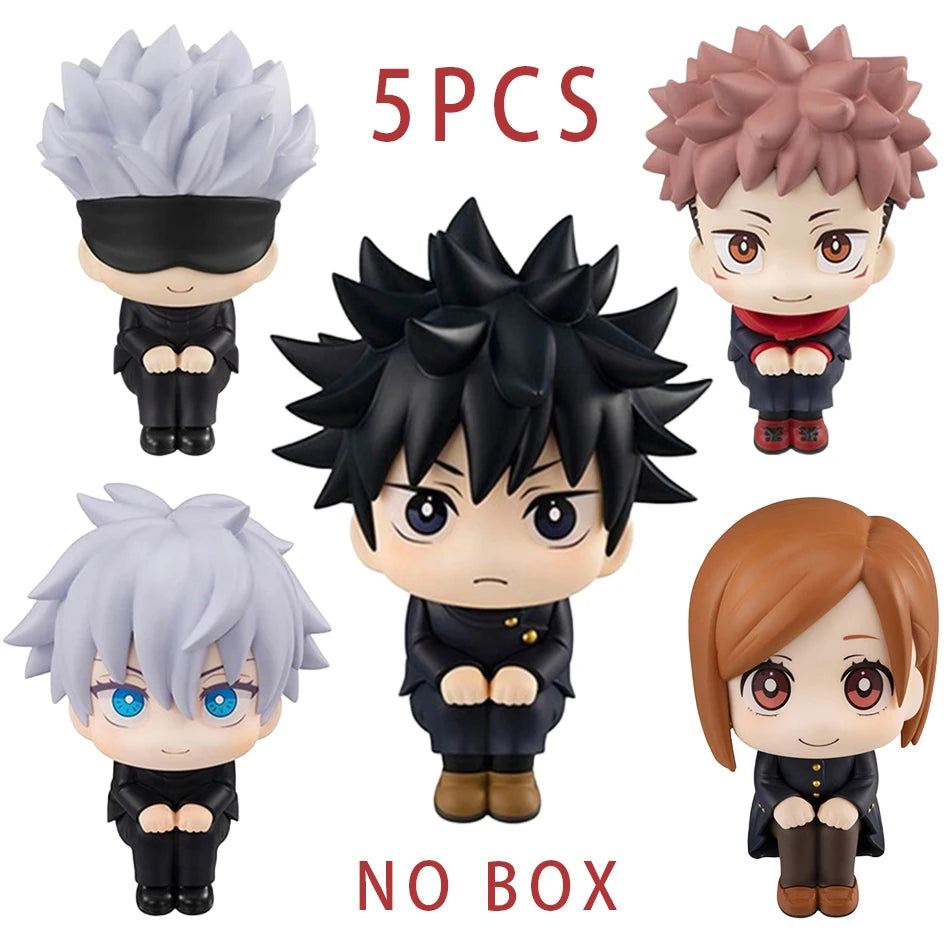 lot de 5 figurines chibi jujutsu kaisen 7-9 cm style assis en pvc