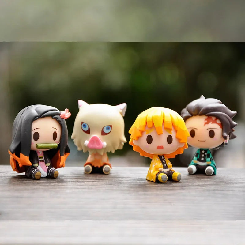 Lot de 4 Mini Figurines Demon Slayer – Tanjiro, Zenitsu, Inosuke & Nezuko